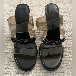 Karl Lagerfeld Black and Clear Heel, Size 10
